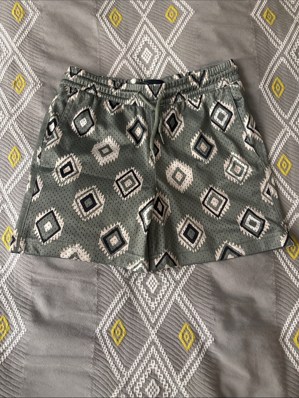 RSQ Olive Green Geometric Active Shorts